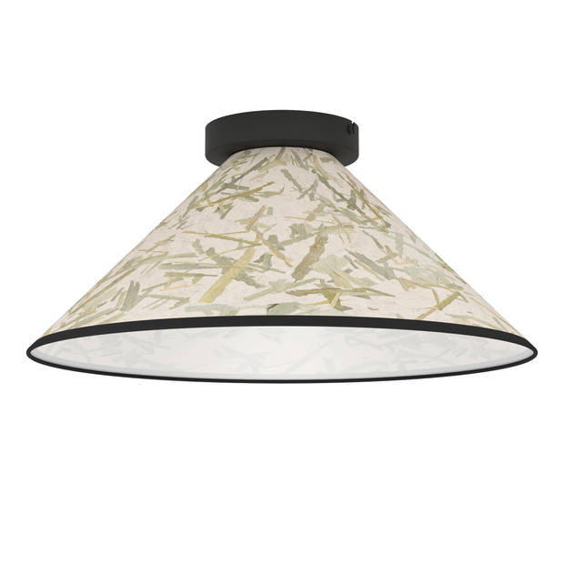 EGLO Oxpark Plafondlamp - E27 - Ø 42 cm - Zwart/Wit/Groen - Bamboe