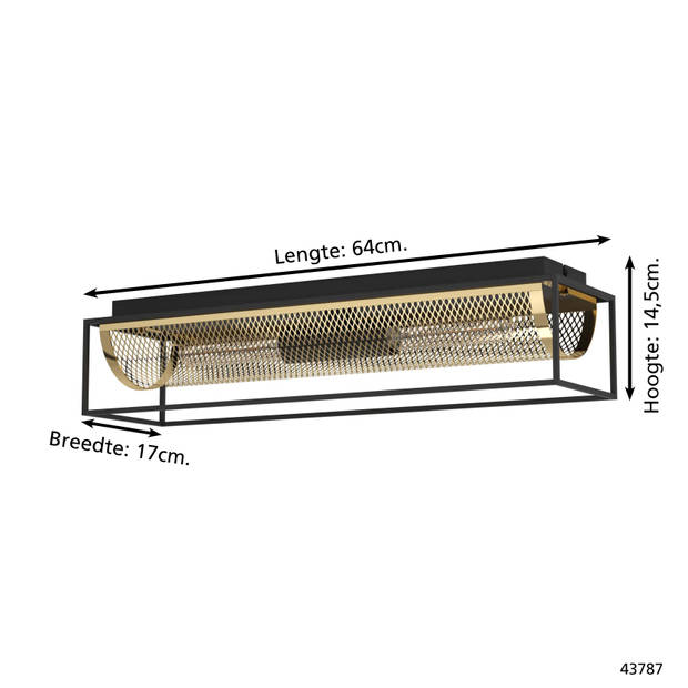 EGLO Nohales Plafondlamp - E27 - 64 cm - Zwart/Goud - Staal