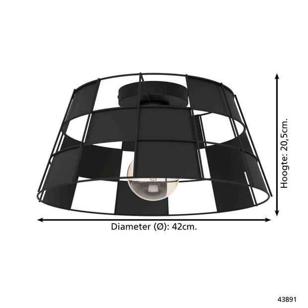 EGLO Pontefract Plafondlamp - E27 - Ø 42 cm - Zwart - Staal