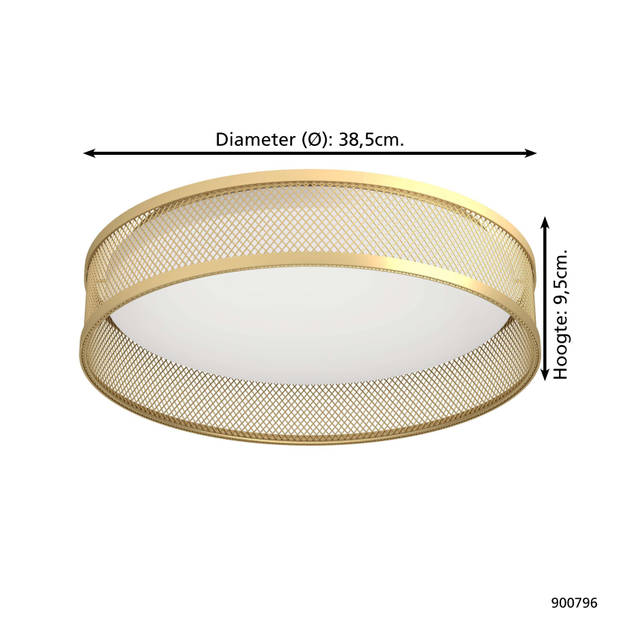 EGLO Luppineria Plafondlamp - LED - Ø 38,5 cm - Goud/Wit - Staal