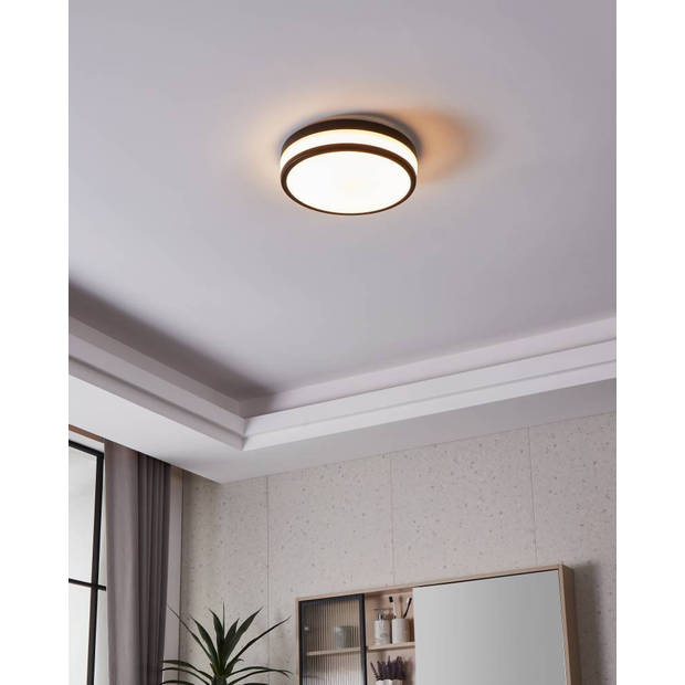 EGLO LED Palermo Plafondlamp - LED - Ø 30 cm - Zwart/Wit - Badkamer