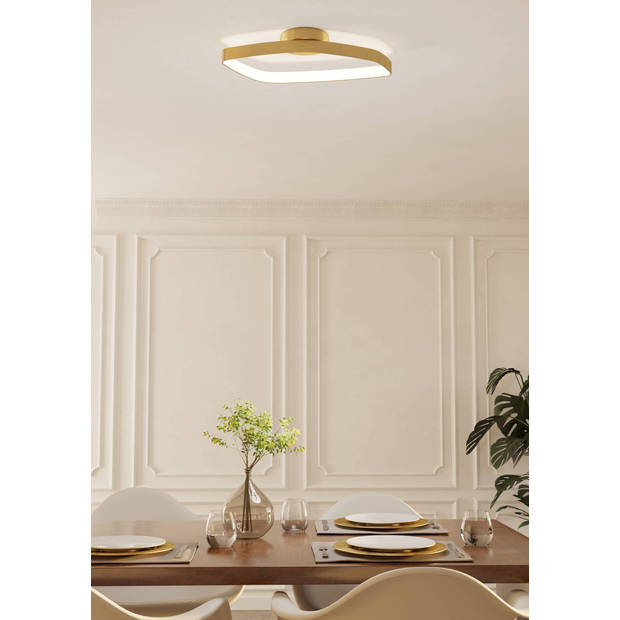 EGLO Vallerosa Plafondlamp - LED - 58 cm - Goud/Wit - Dimbaar - Staal