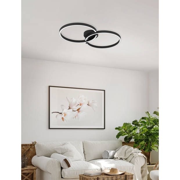 EGLO Amandolo Plafondlamp - LED - 67,5 cm - Zwart/Wit - Dimbaar