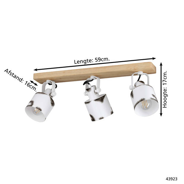 EGLO Kilburn Spot - E27 - 59 cm - Bruin/Wit - Staal