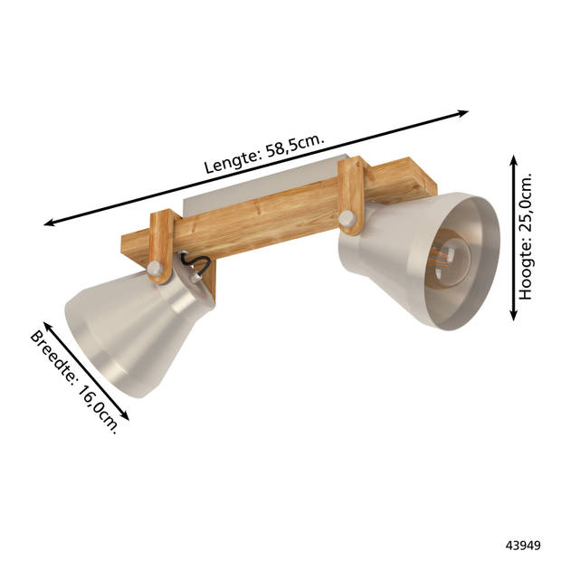 EGLO Cawton Spot - E27 - 58,5 cm - Grijs/Bruin - Staal/Hout