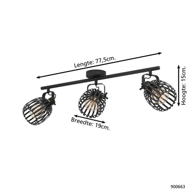 EGLO Girona Spot - E27 - 77,5 cm - Zwart - Staal