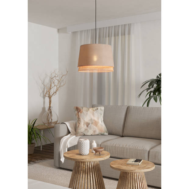 EGLO Tabley Hanglamp - E27 - Ø 38 cm - Natuur/Bruin/Zwart - Textiel