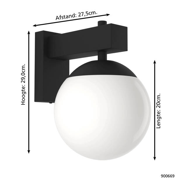 EGLO Bufalata Wandlamp - buitenverlichting - E27 - Zwart