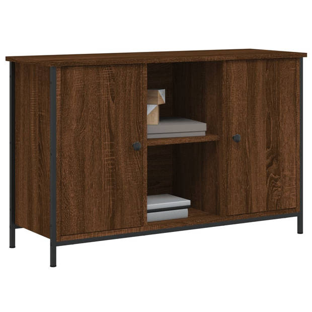 The Living Store TV-kast Industrieel - 100x35x65 cm - Bruineiken