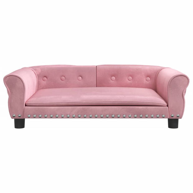 The Living Store Hondenbed - Roze Fluweel - 95 x 55 x 30 cm - Schuimvulling