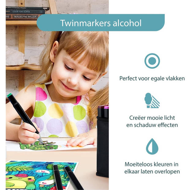 ForDig Twinmarker Set (80 stuks) - Incl. Opbergtas - Twin Markers voor Volwassenen en Kinderen - Dual Alcohol Markers -
