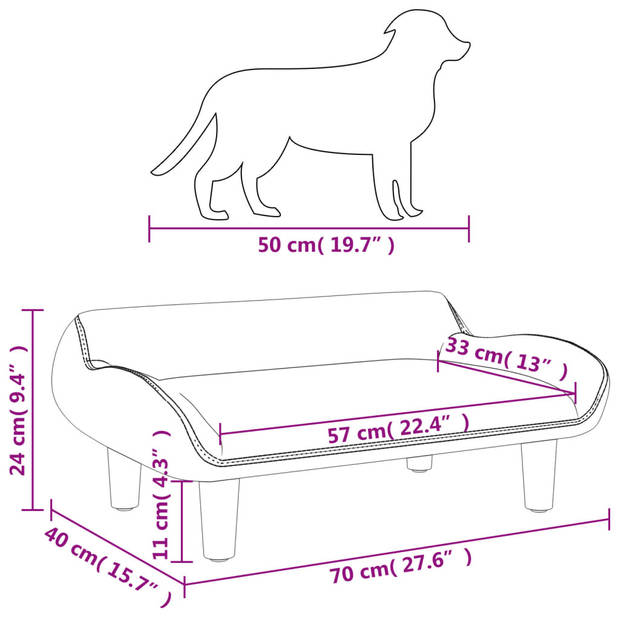 The Living Store Hondenbank Hout - 70x40x24 cm - Crème - Voor Kleine Honden - Draagvermogen 50 kg