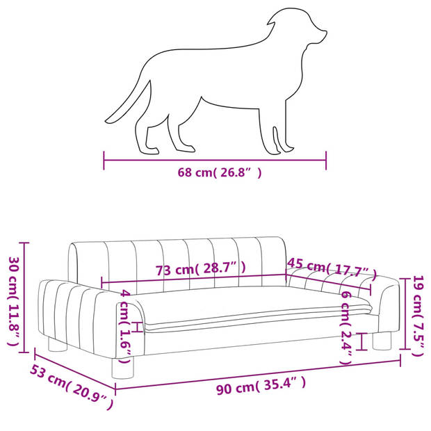 vidaXL Hondenmand 90x53x30 cm stof lichtgrijs