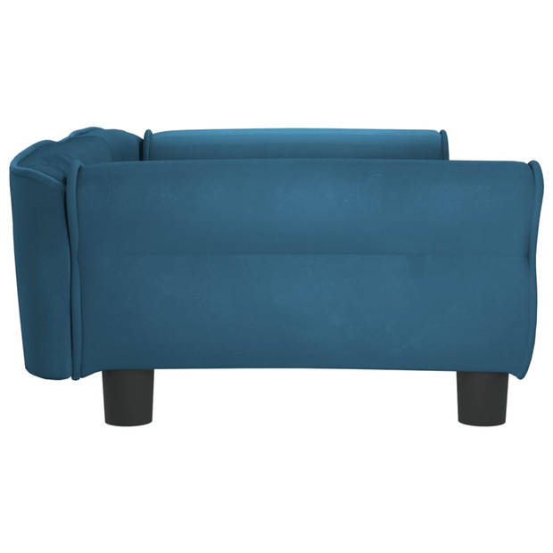 The Living Store Hondenbank - fluweel - grenenhout - 95x55x30 cm - blauw