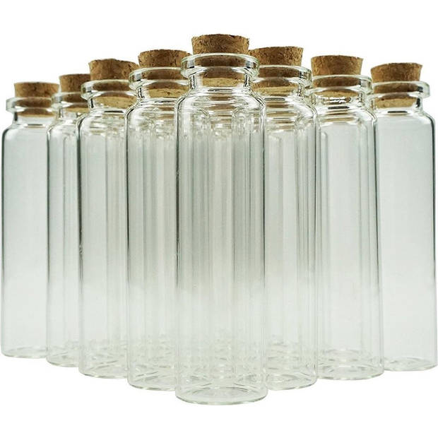 ForDig Glazen Mini Flesjes Met Kurk – Decoratie flesjes – Inhoud 20 ml - Set van 20 Stuks