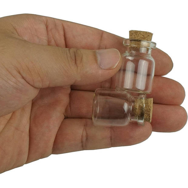ForDig Glazen Mini Flesjes Met Kurk – Decoratie flesjes – Inhoud 10 ml - Set van 20 Stuks
