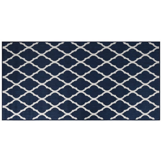 vidaXL Buitenkleed omkeerbaar 100x200 cm marineblauw en wit