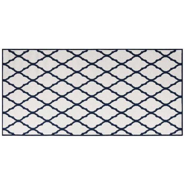 vidaXL Buitenkleed omkeerbaar 100x200 cm marineblauw en wit