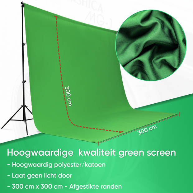 PIXETOOL Fotostudio Set – Green Screen – Softbox – Steun Statief – Foto Studio Greenscreen Set – Achtergrondsysteem