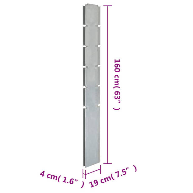 vidaXL Schuttingpalen 40 st 160 cm gegalvaniseerd staal zilverkleurig