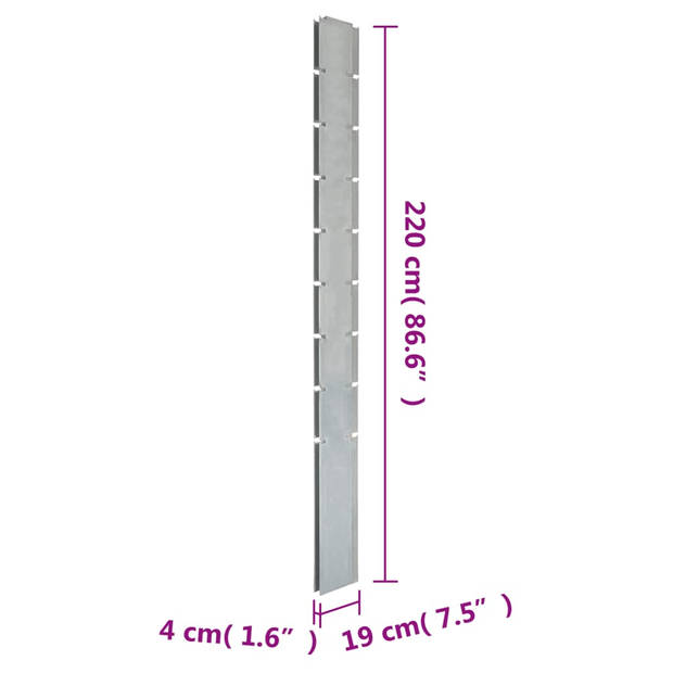 vidaXL Schuttingpalen 40 st 220 cm gegalvaniseerd staal zilverkleurig