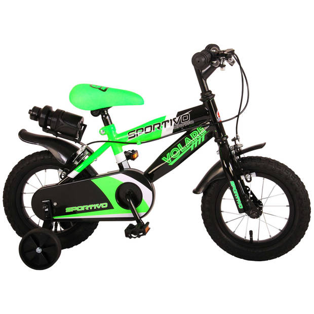 Volare Sportivo Kinderfiets - 12 Inch - Neon Groen / Zwart - 2 Handremmen