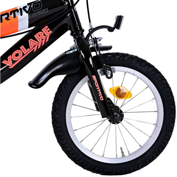 Volare Sportivo Kinderfiets - 14 Inch - Neon Oranje / Zwart - 2 Handremmen