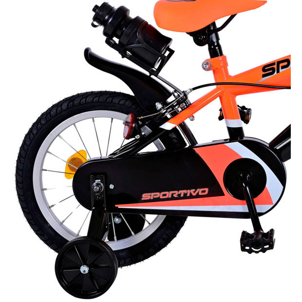 Volare Sportivo Kinderfiets - Jongens - 14 inch - Neon Oranje Zwart - Twee Handremmen