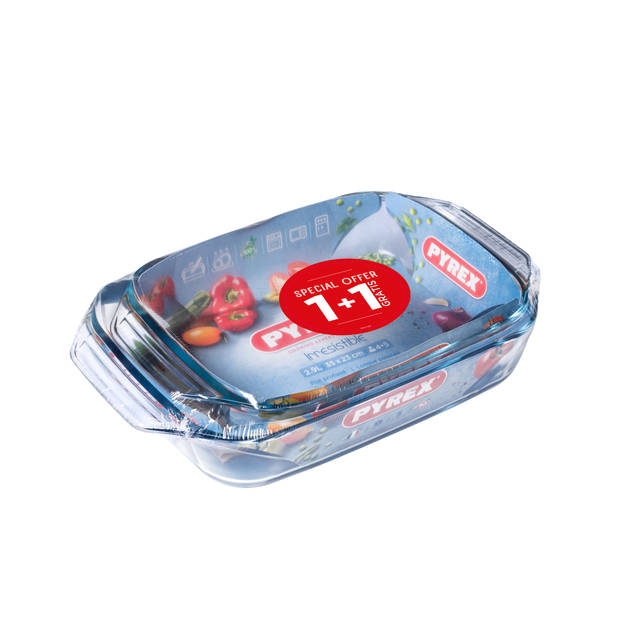 Set van 2 rechthoekige Pyrex® glazen ovenschalen