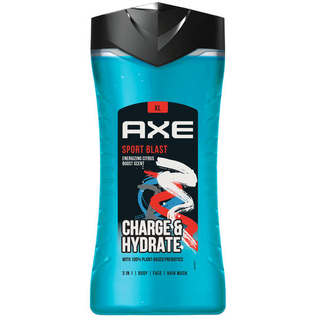 Axe - 3-in-1 Douchegel, Facewash & Shampoo Mannen - Sport Blast - 6 x 400 ml - XL - Voordeelverpakking