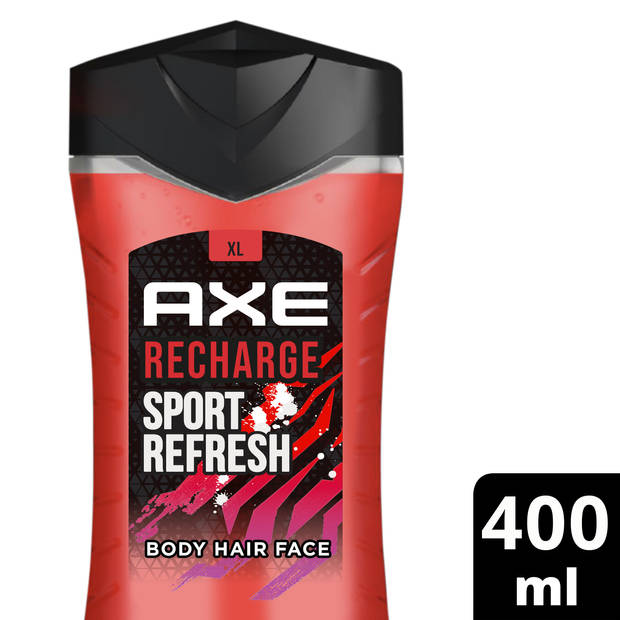 Axe - 3-in-1 - Douchegel, Facewash & Shampoo Mannen - Sport Refresh - 6 x 400 ml - XL - Voordeelverpakking