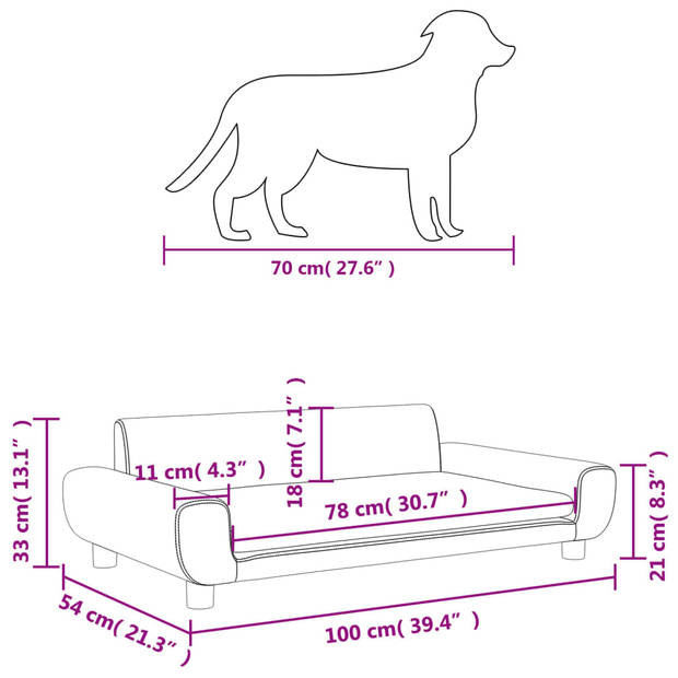 The Living Store Hondenbank Fluweel - 100 x 54 x 33 cm - Roze - Duurzaam en Comfortabel