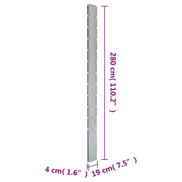 vidaXL Schuttingpalen 10 st 280 cm gegalvaniseerd staal zilverkleurig