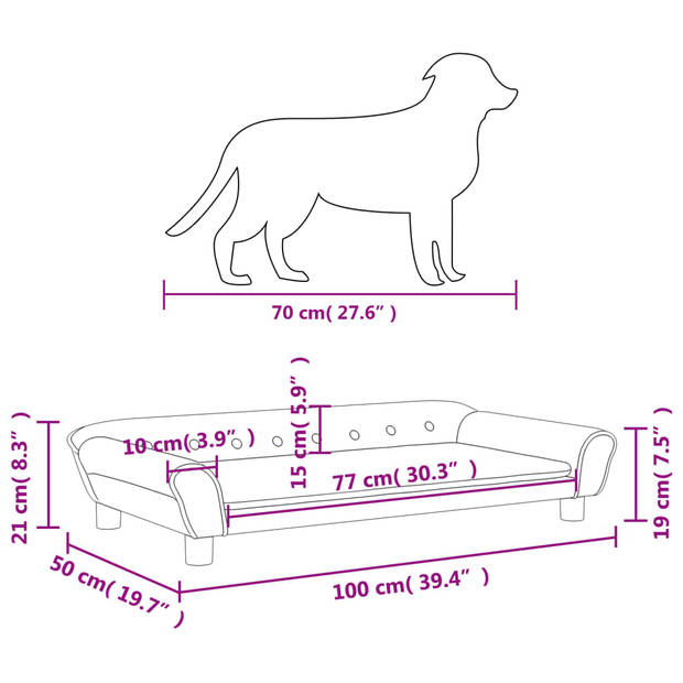 vidaXL Hondenmand 100x50x21 cm fluweel crèmekleurig