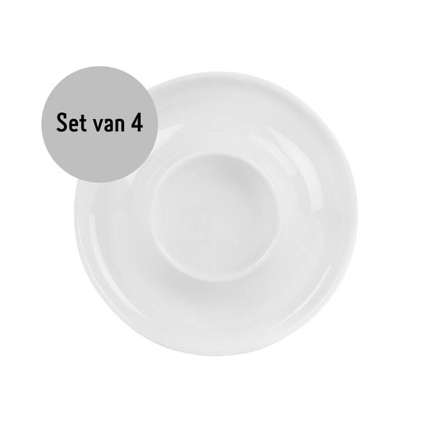 Krumble Eierdop rond - keramiek - Wit - Set van 4