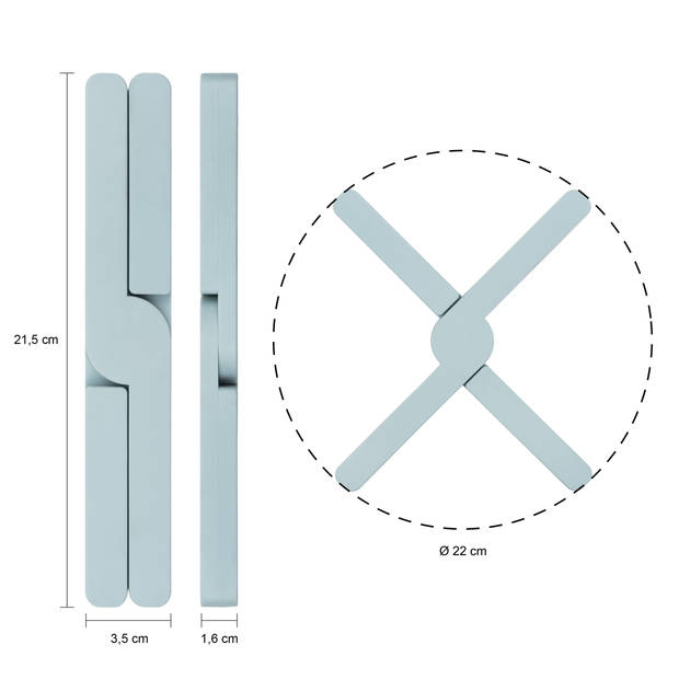 Krumble Opvouwbare siliconen pannenonderzetter - Blauw - Set van 3