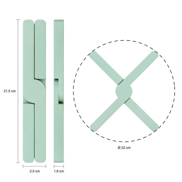 Krumble Opvouwbare siliconen pannenonderzetter - Groen - Set van 3
