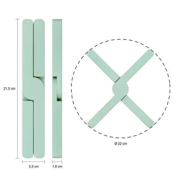 Krumble Opvouwbare siliconen pannenonderzetter - Groen - Set van 4