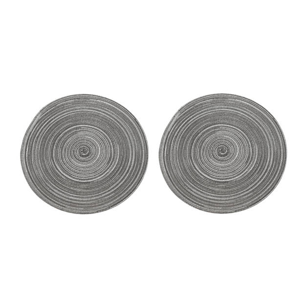 Krumble Placemat rond - Zilver/grijs - Set van 2