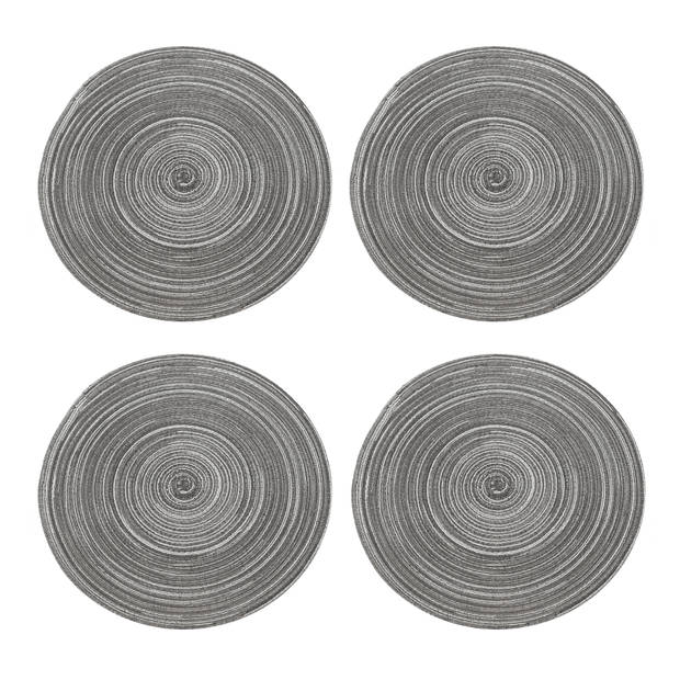 Krumble Placemat rond - Zilver/grijs - Set van 4