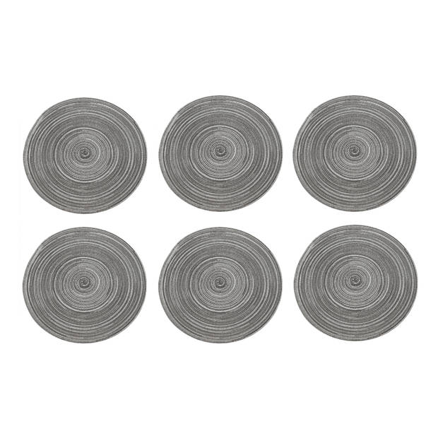 Krumble Placemat rond - Zilver/grijs - Set van 6