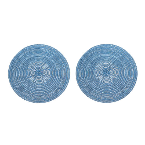 Krumble Placemat rond - Blauw/grijs - Set van 2