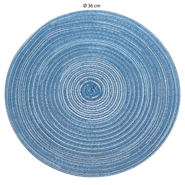 Krumble Placemat rond - Blauw/grijs - Set van 4