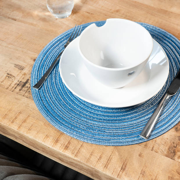 Krumble Placemat rond - Blauw/grijs - Set van 4