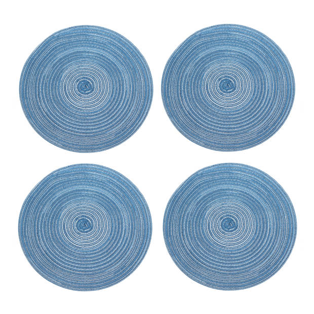 Krumble Placemat rond - Blauw/grijs - Set van 4