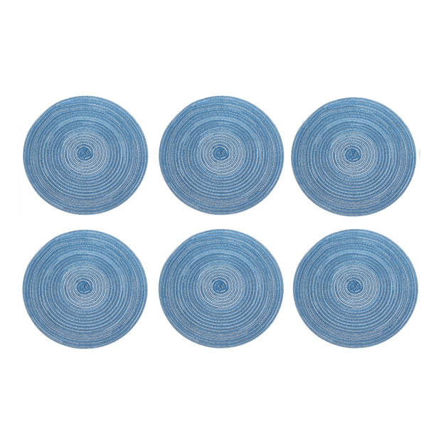 Krumble Placemat rond - Blauw/grijs - Set van 6