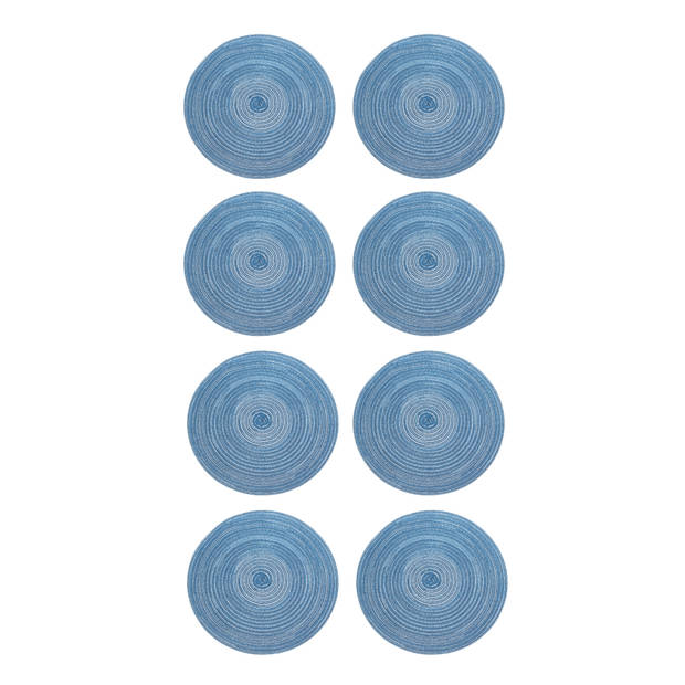 Krumble Placemat rond - Blauw/grijs - Set van 8