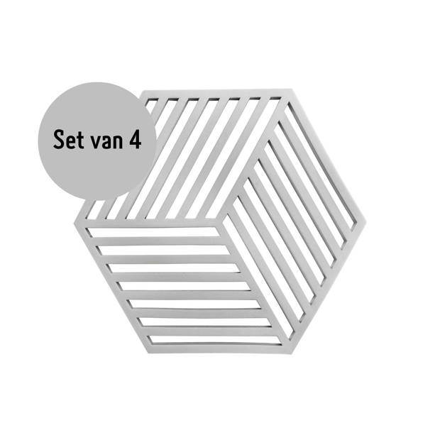 Krumble Pannenonderzetter Hexagon - Grijs - Set van 4