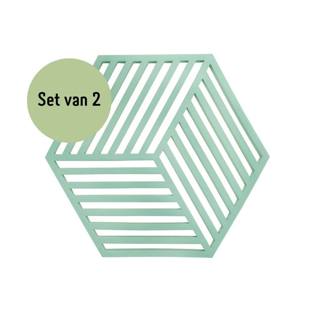 Krumble Pannenonderzetter Hexagon - Groen - Set van 2