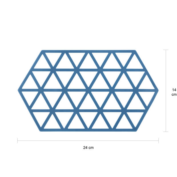 Krumble Siliconen pannenonderzetter Hexagon lang - Blauw - Set van 4